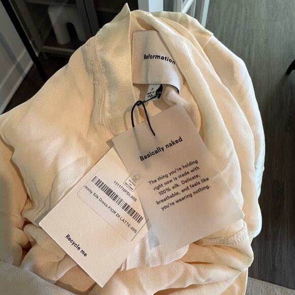 Reformation Jeany Silk Maxi Dress NEW Ivory Fior Di Latte Satin Halter Gown S - Picture 6 of 7